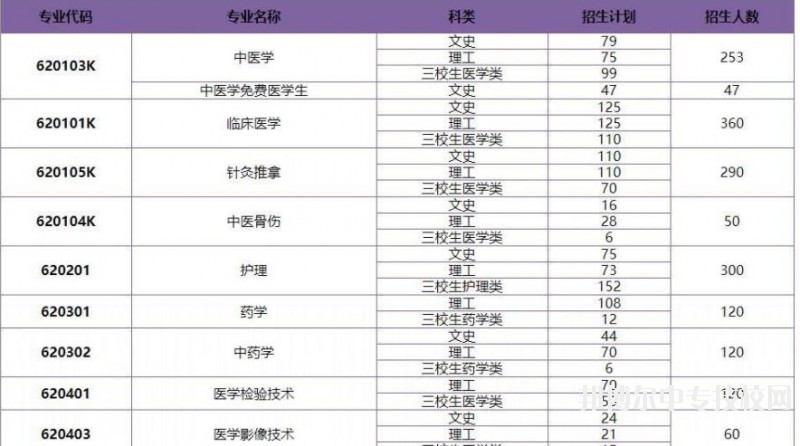 保山中醫(yī)藥高等專科學(xué)校2018年普通?？普猩鷮I(yè)及計(jì)劃人數(shù)